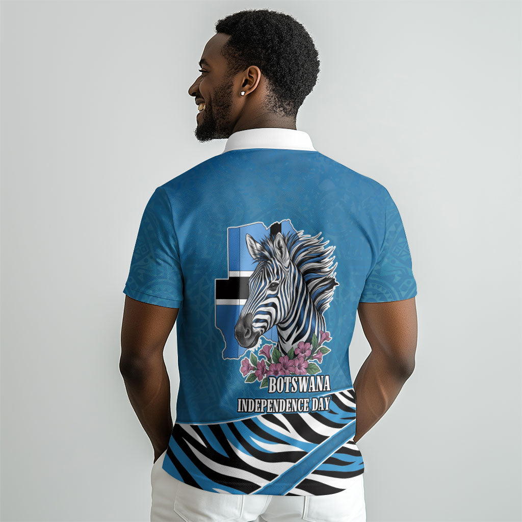 Botswana Independence Day Polo Shirt Flying Dove Graphic Zebra Portrait Flag Map