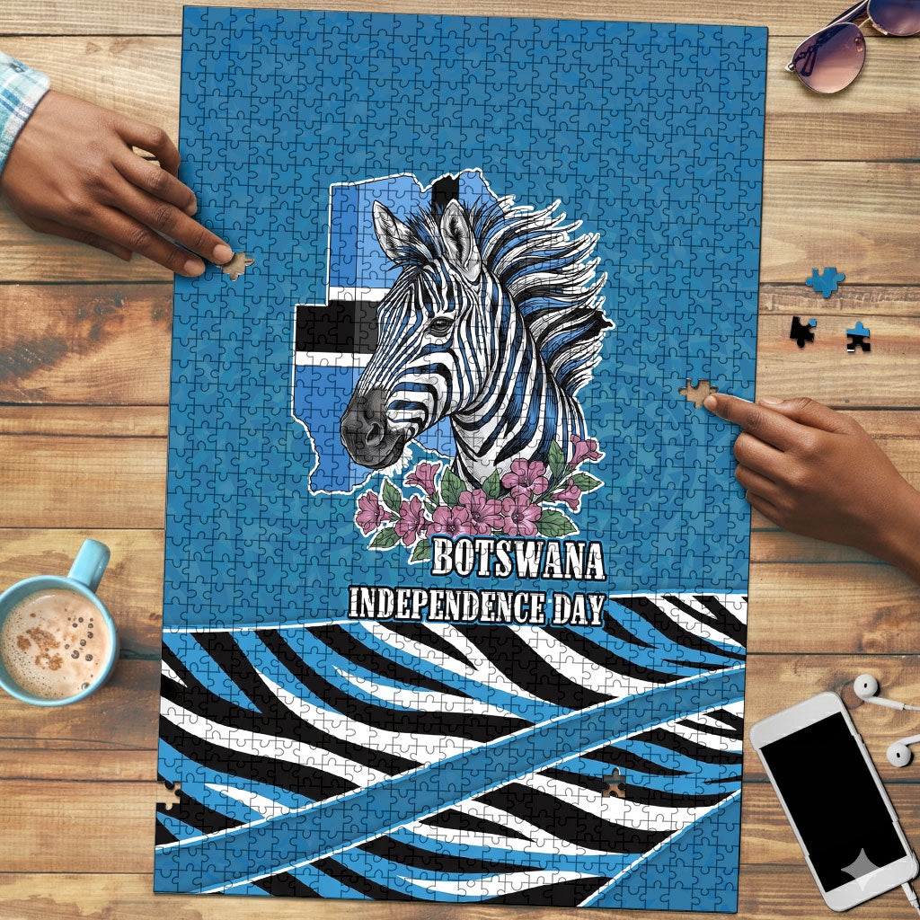 Botswana Independence Day Puzzle Flying Dove Graphic Zebra Portrait Flag Map