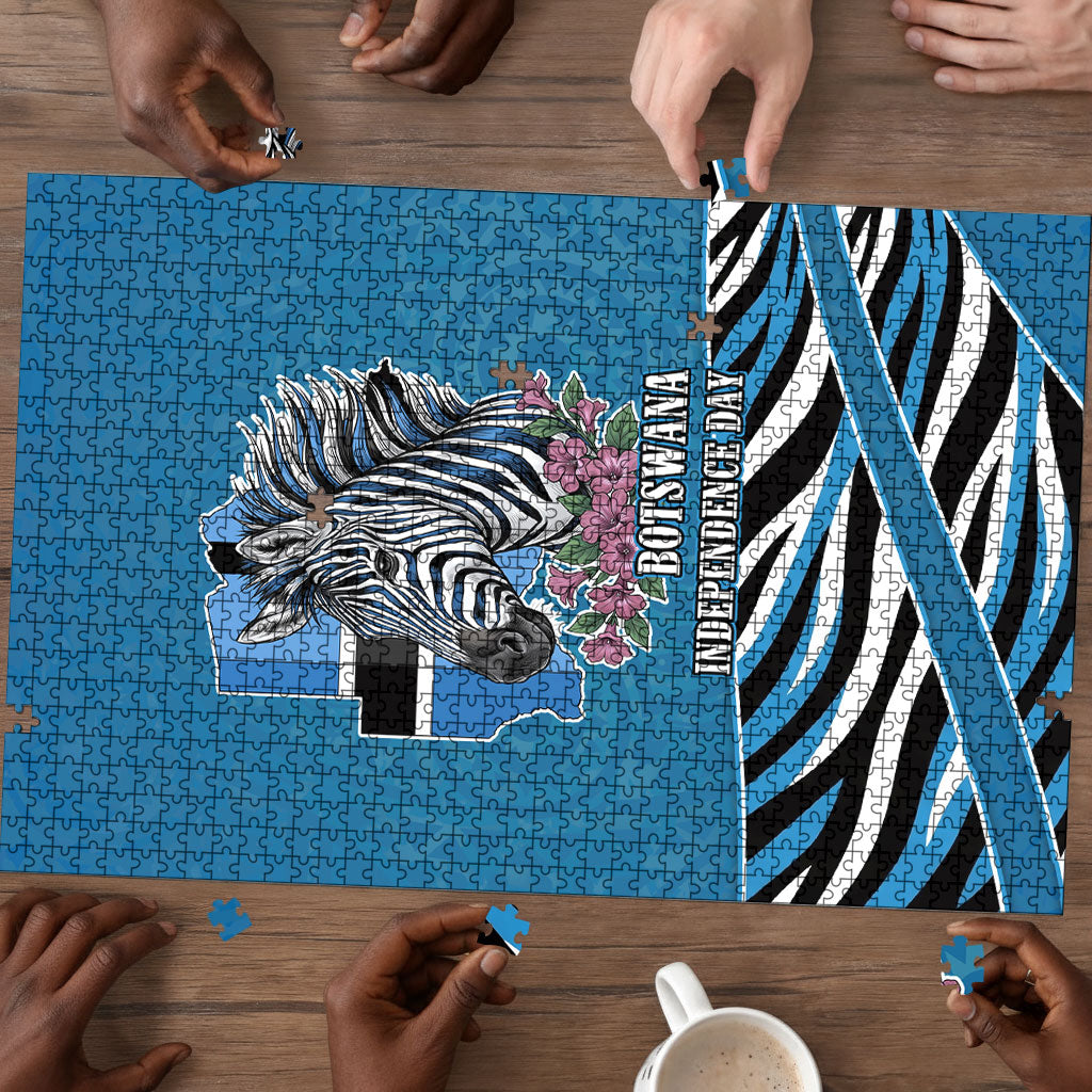 Botswana Independence Day Puzzle Flying Dove Graphic Zebra Portrait Flag Map