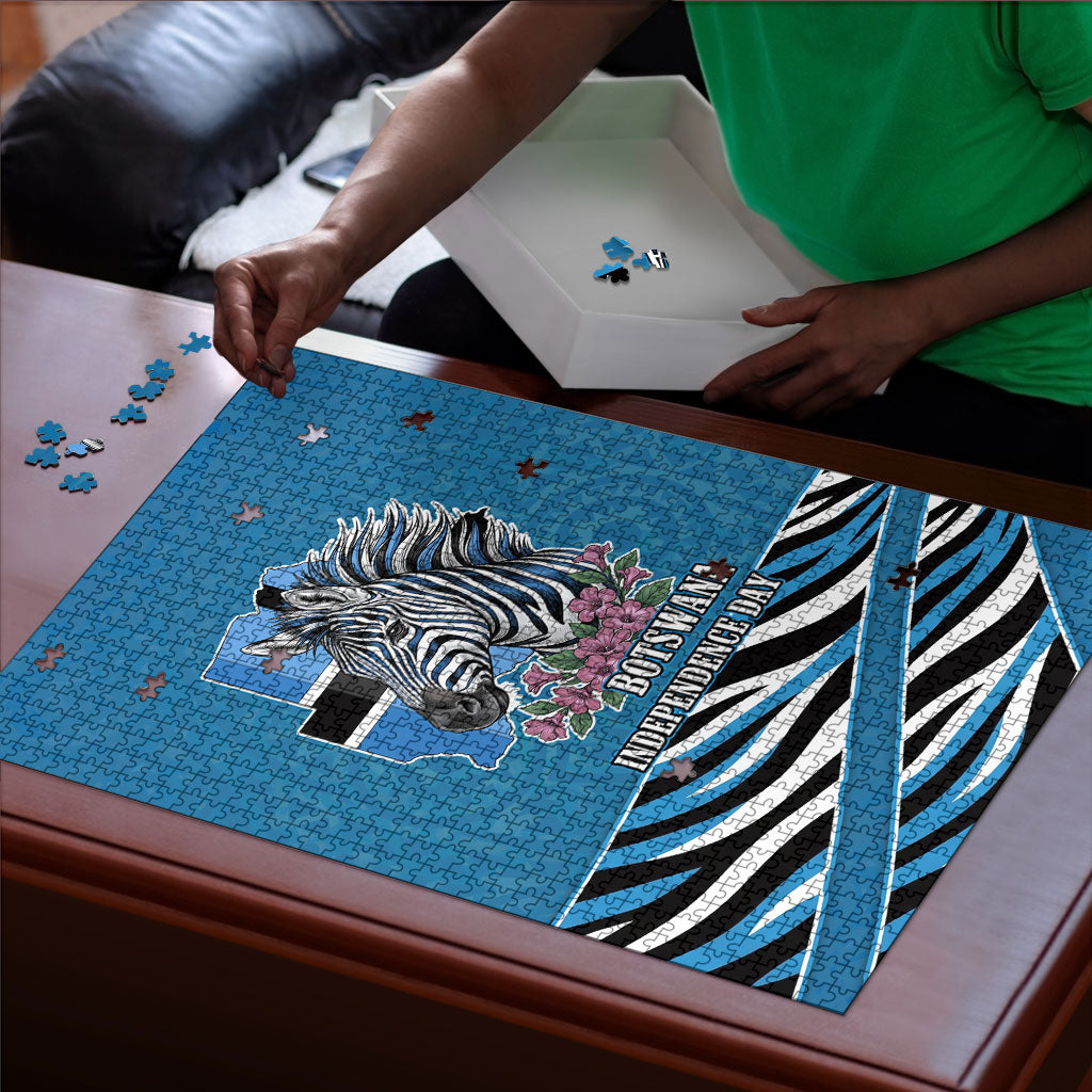 Botswana Independence Day Puzzle Flying Dove Graphic Zebra Portrait Flag Map