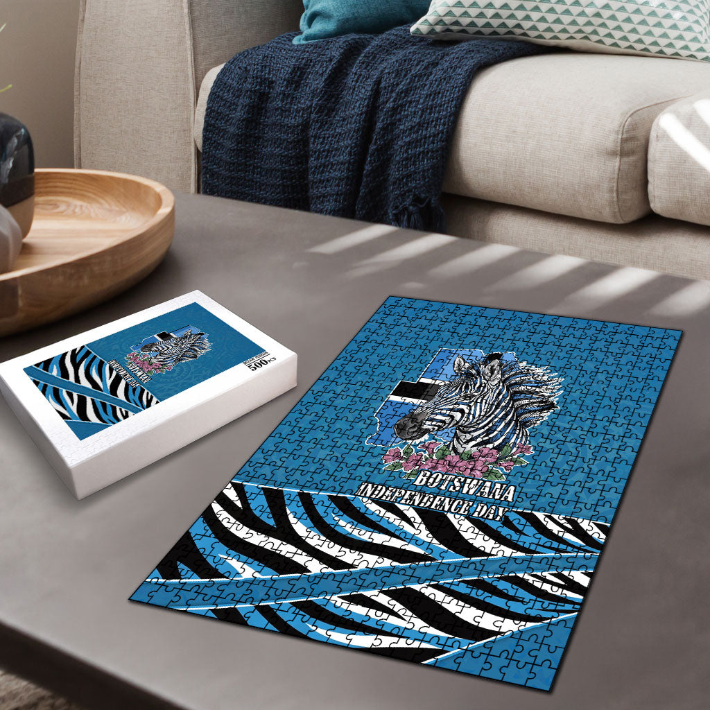 Botswana Independence Day Puzzle Flying Dove Graphic Zebra Portrait Flag Map