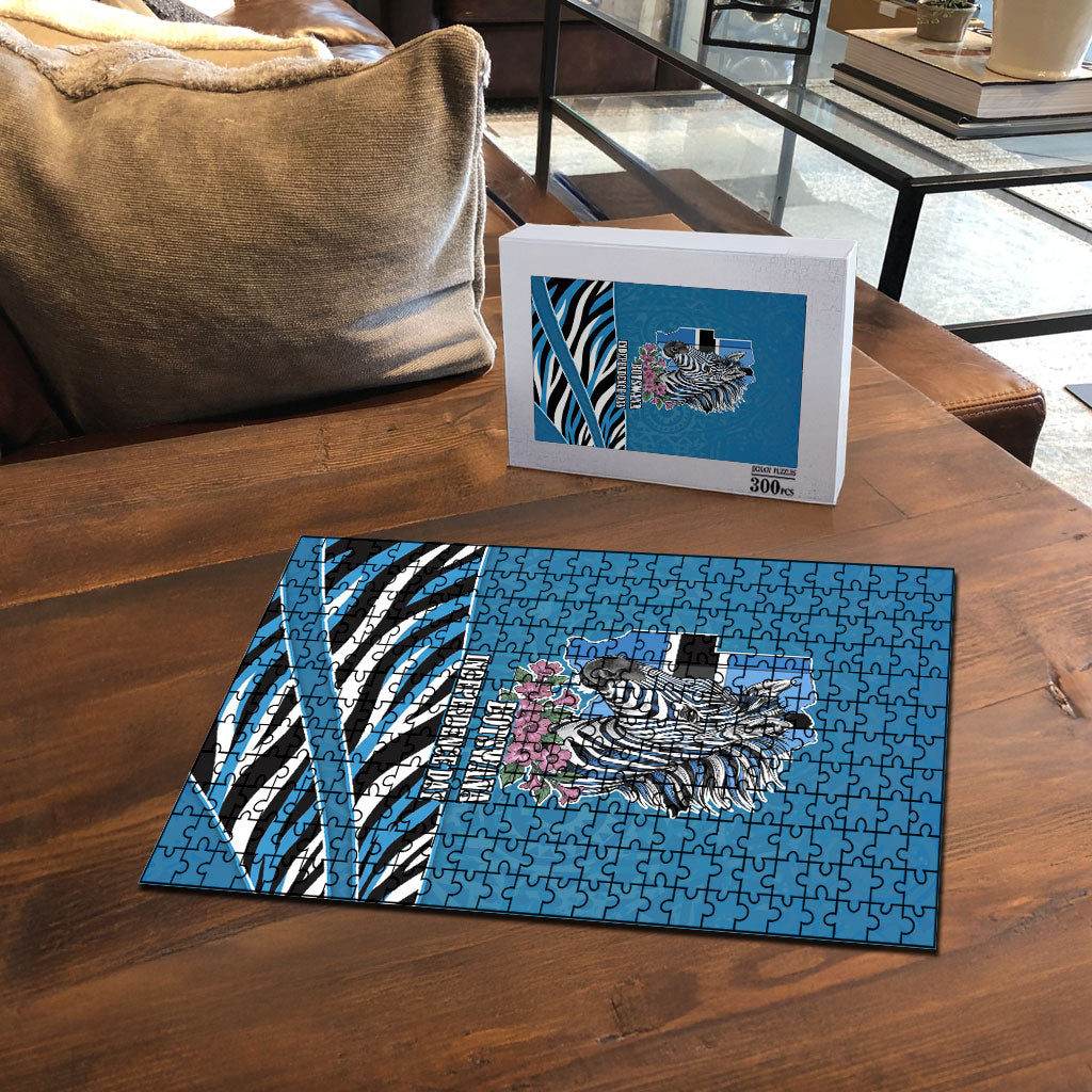 Botswana Independence Day Puzzle Flying Dove Graphic Zebra Portrait Flag Map