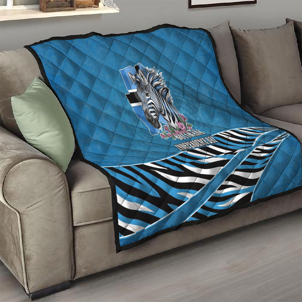 Botswana Independence Day Quilt Flying Dove Graphic Zebra Portrait Flag Map