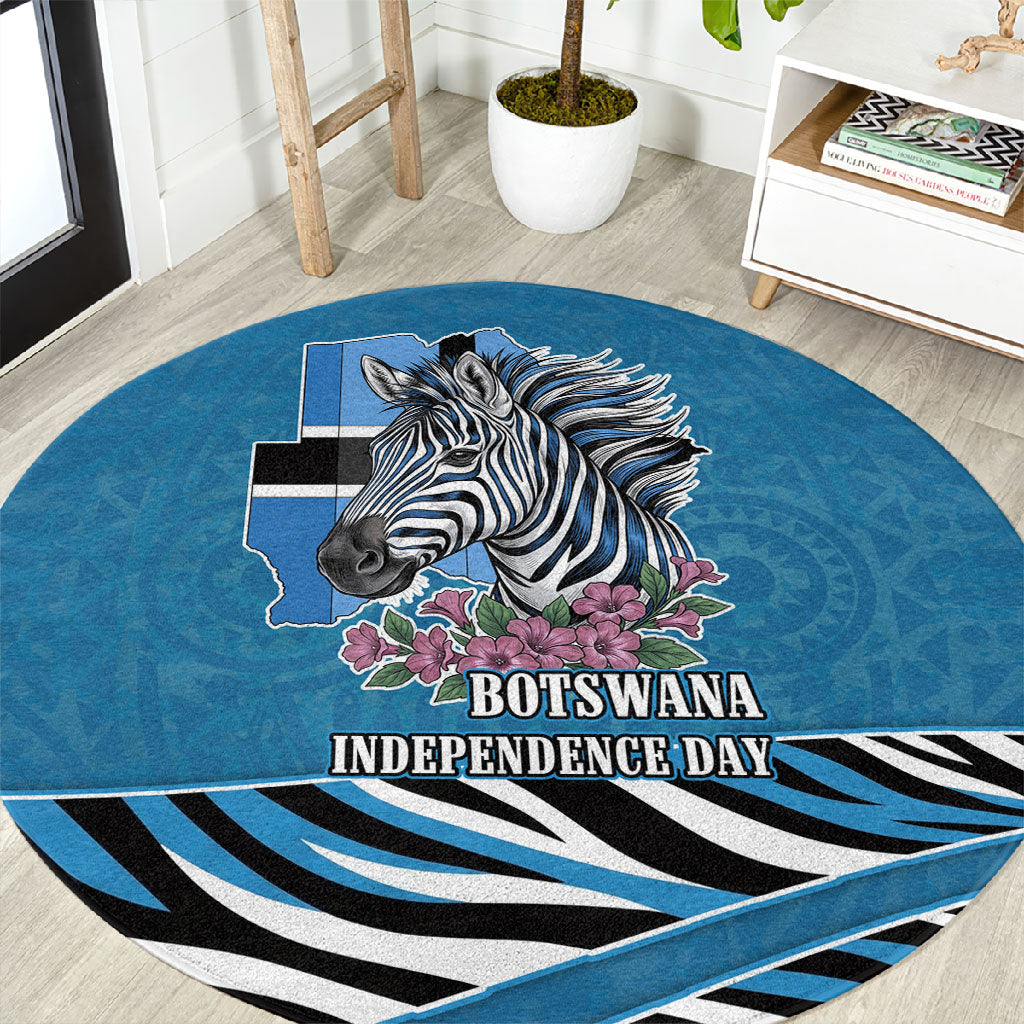 Botswana Independence Day Round Carpet Flying Dove Graphic Zebra Portrait Flag Map