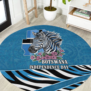 Botswana Independence Day Round Carpet Flying Dove Graphic Zebra Portrait Flag Map