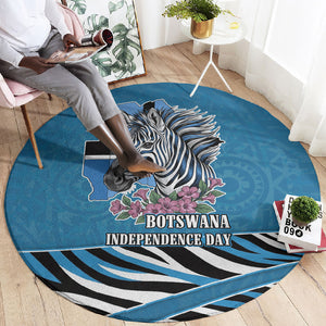 Botswana Independence Day Round Carpet Flying Dove Graphic Zebra Portrait Flag Map