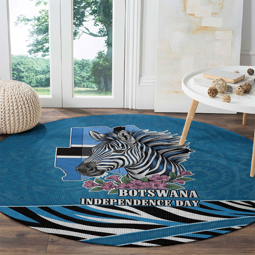 Botswana Independence Day Round Carpet Flying Dove Graphic Zebra Portrait Flag Map
