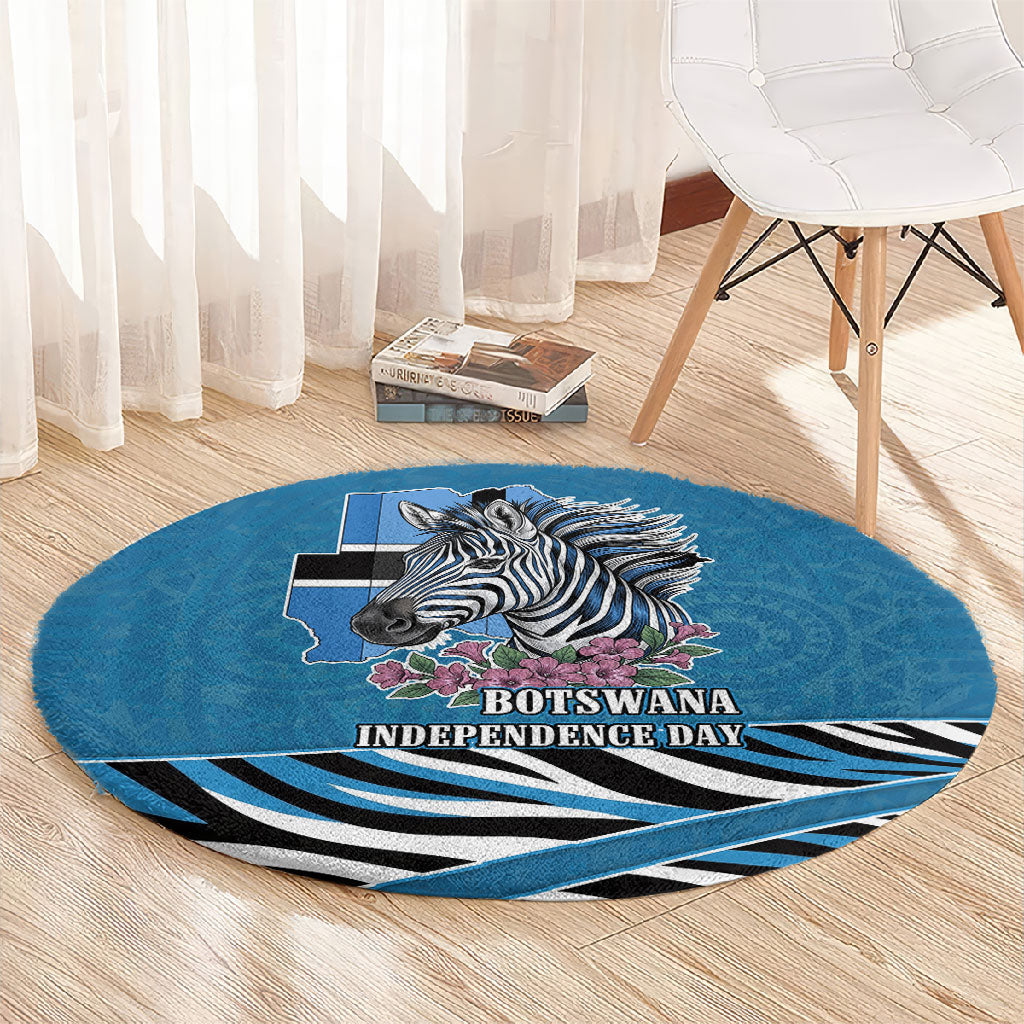 Botswana Independence Day Round Carpet Flying Dove Graphic Zebra Portrait Flag Map