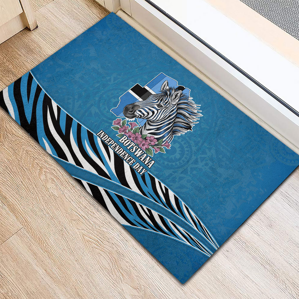 Botswana Independence Day Rubber Doormat Flying Dove Graphic Zebra Portrait Flag Map