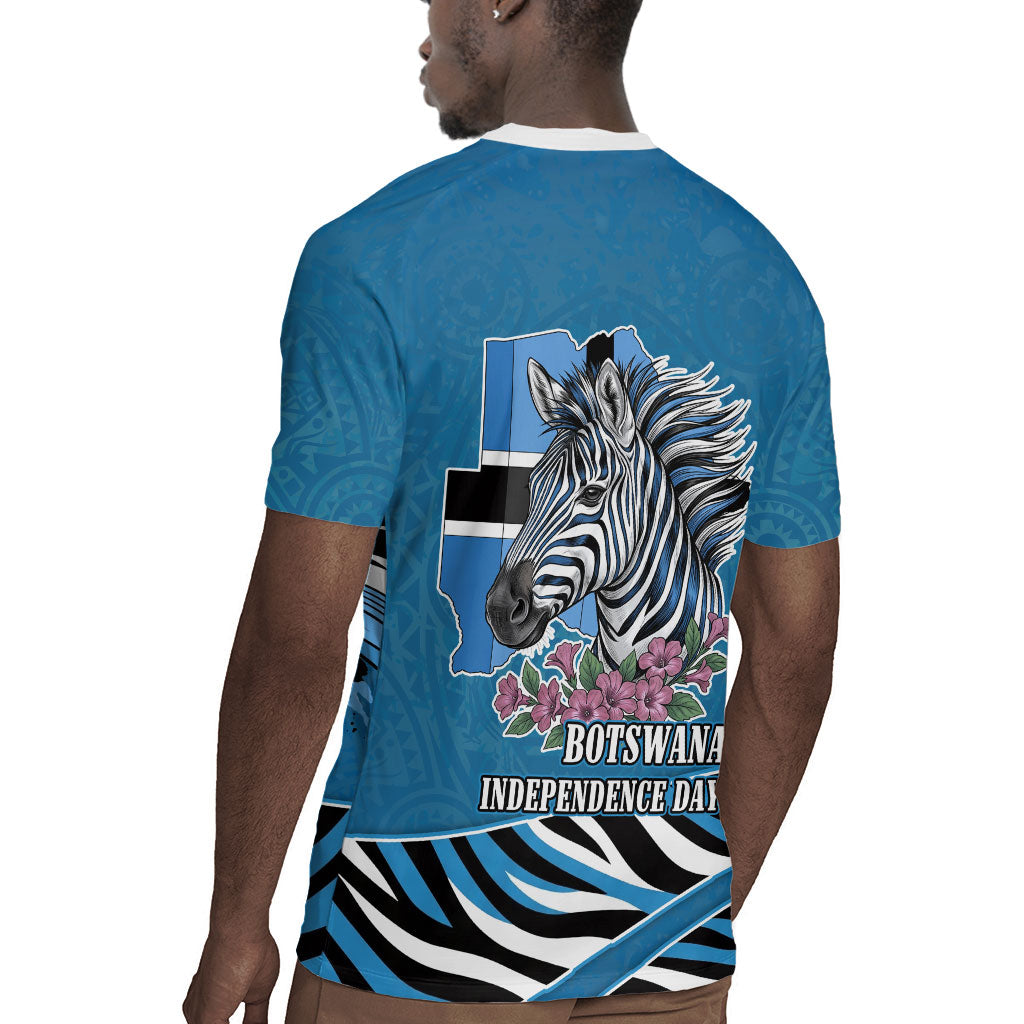 Botswana Independence Day Rugby Jersey Flying Dove Graphic Zebra Portrait Flag Map