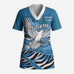 Botswana Independence Day Scrub Top Flying Dove Graphic Zebra Portrait Flag Map