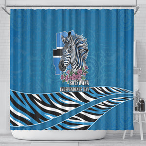 Botswana Independence Day Shower Curtain Flying Dove Graphic Zebra Portrait Flag Map