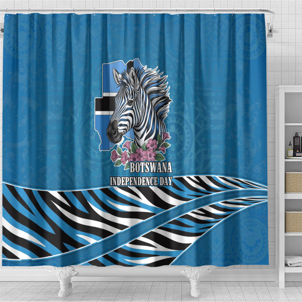 Botswana Independence Day Shower Curtain Flying Dove Graphic Zebra Portrait Flag Map