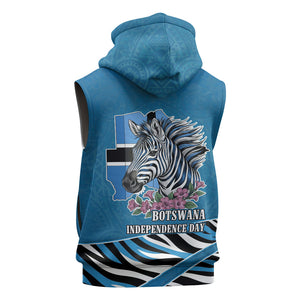 Botswana Independence Day Sleeveless Hoodie Flying Dove Graphic Zebra Portrait Flag Map