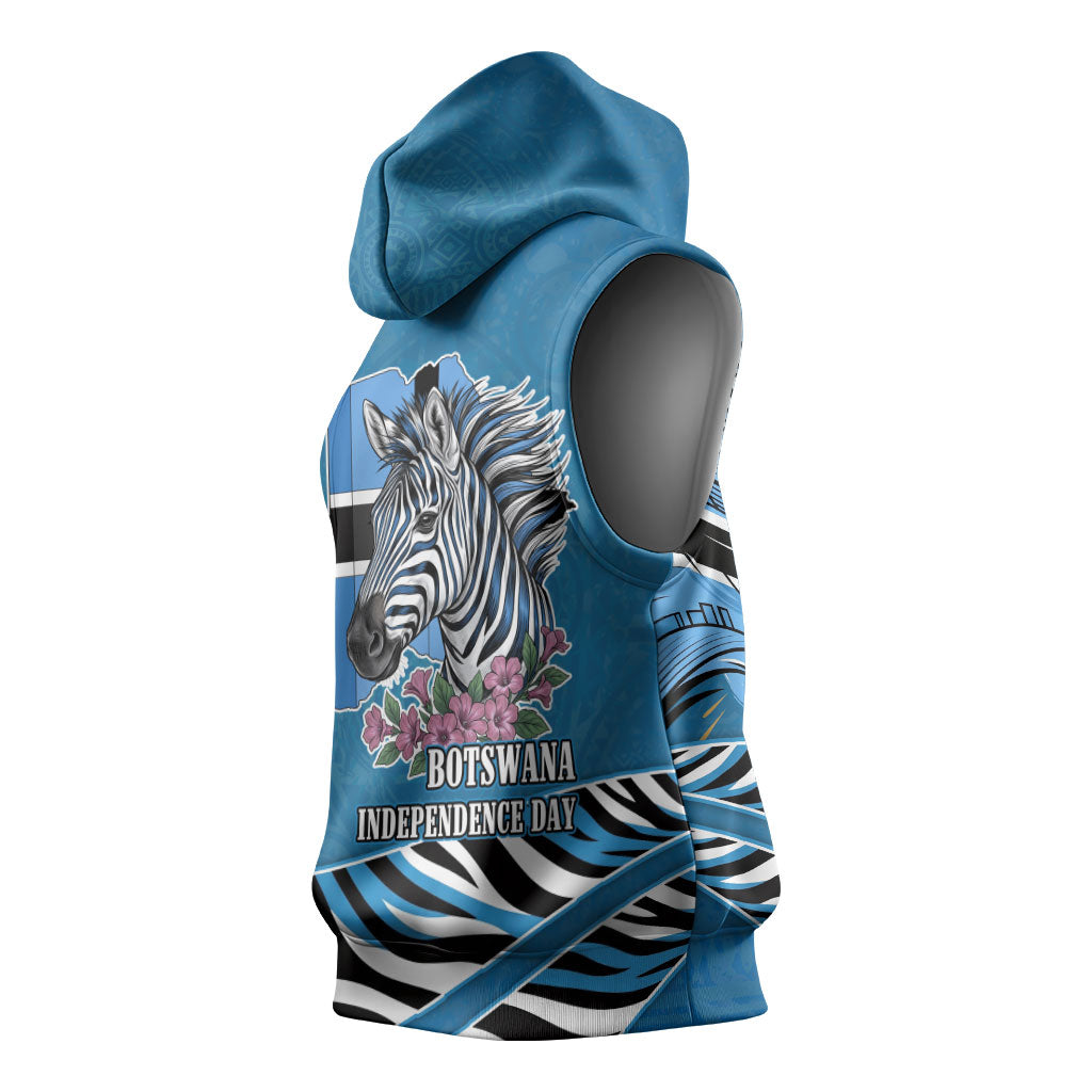 Botswana Independence Day Sleeveless Hoodie Flying Dove Graphic Zebra Portrait Flag Map