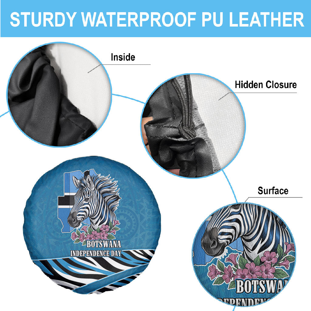Botswana Independence Day Spare Tire Cover Flying Dove Graphic Zebra Portrait Flag Map