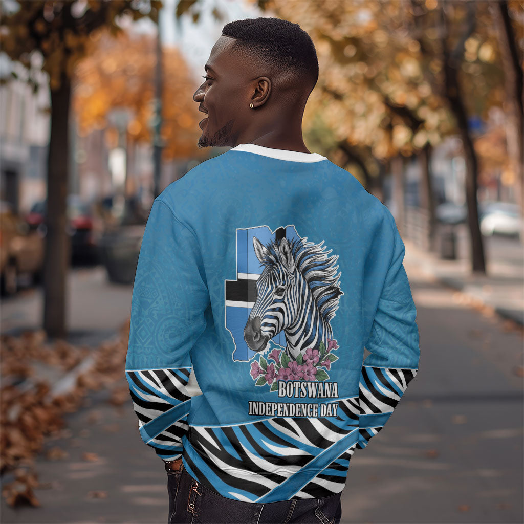 Botswana Independence Day Sweatshirt Flying Dove Graphic Zebra Portrait Flag Map