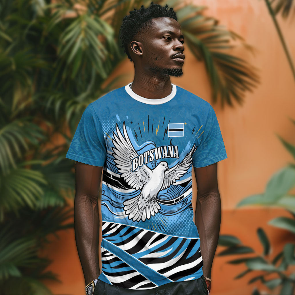 Botswana Independence Day T shirt Flying Dove Graphic Zebra Portrait Flag Map
