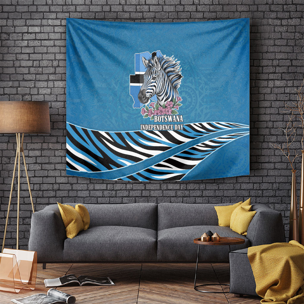 Botswana Independence Day Tapestry Flying Dove Graphic Zebra Portrait Flag Map