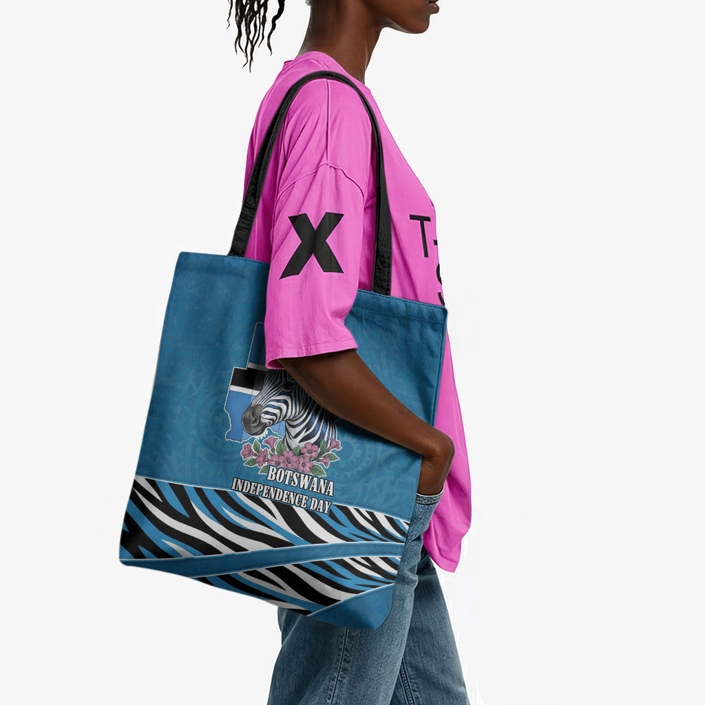 Botswana Independence Day Tote Bag Flying Dove Graphic Zebra Portrait Flag Map