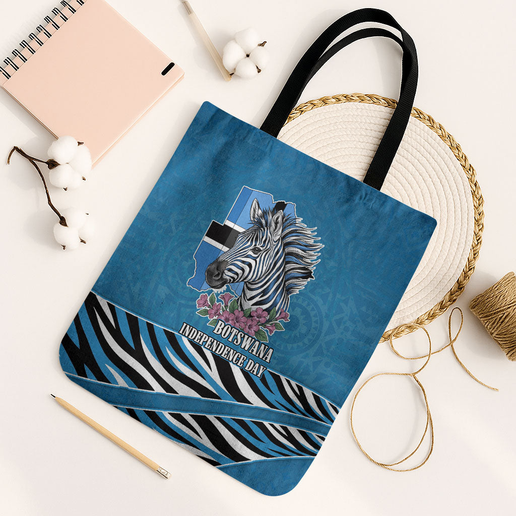 Botswana Independence Day Tote Bag Flying Dove Graphic Zebra Portrait Flag Map