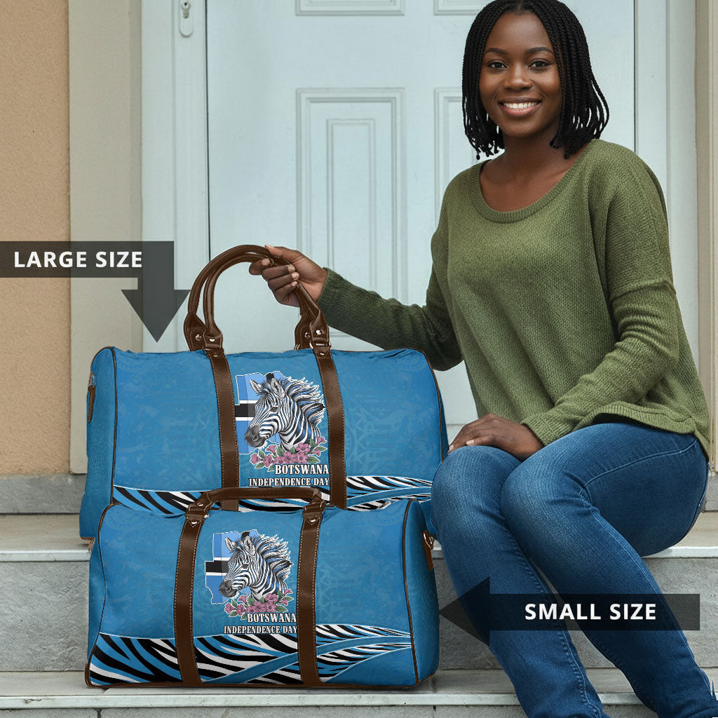 Botswana Independence Day Travel Bag Flying Dove Graphic Zebra Portrait Flag Map