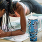 Botswana Independence Day Tumbler With Handle Flying Dove Graphic Zebra Portrait Flag Map