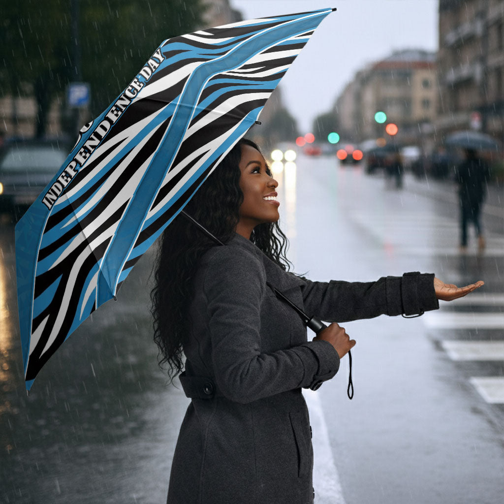 Botswana Independence Day Umbrella Flying Dove Graphic Zebra Portrait Flag Map