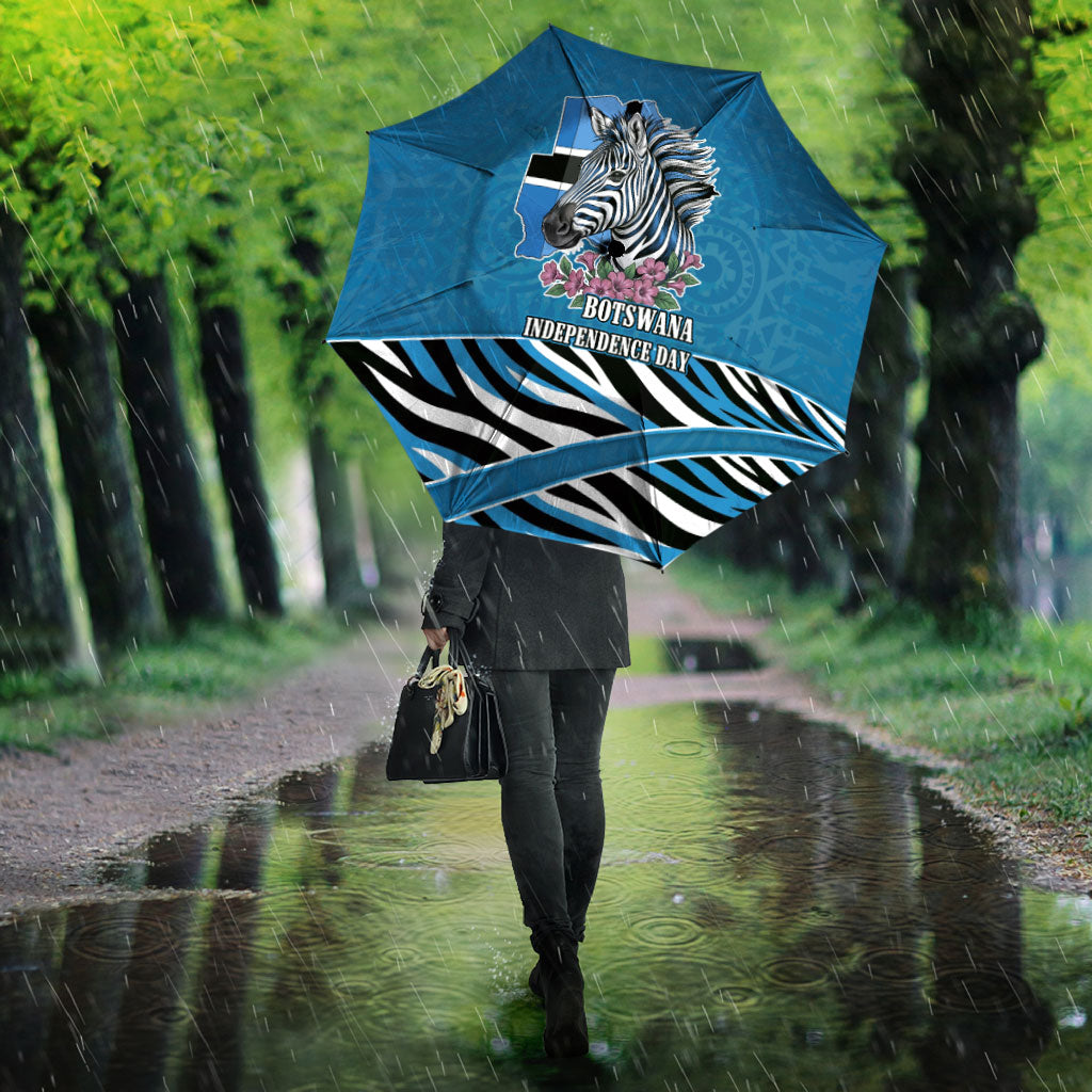Botswana Independence Day Umbrella Flying Dove Graphic Zebra Portrait Flag Map