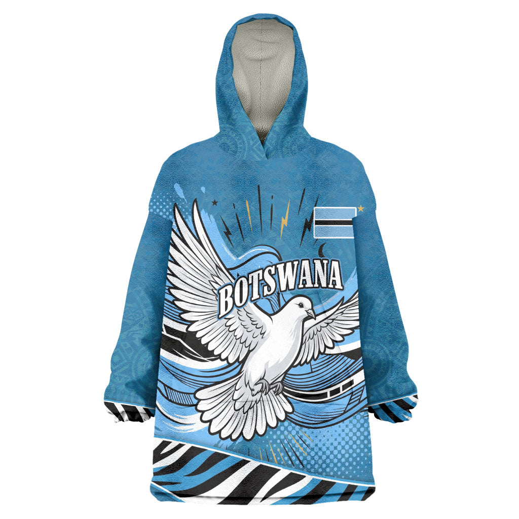 Botswana Independence Day Wearable Blanket Hoodie Flying Dove Graphic Zebra Portrait Flag Map
