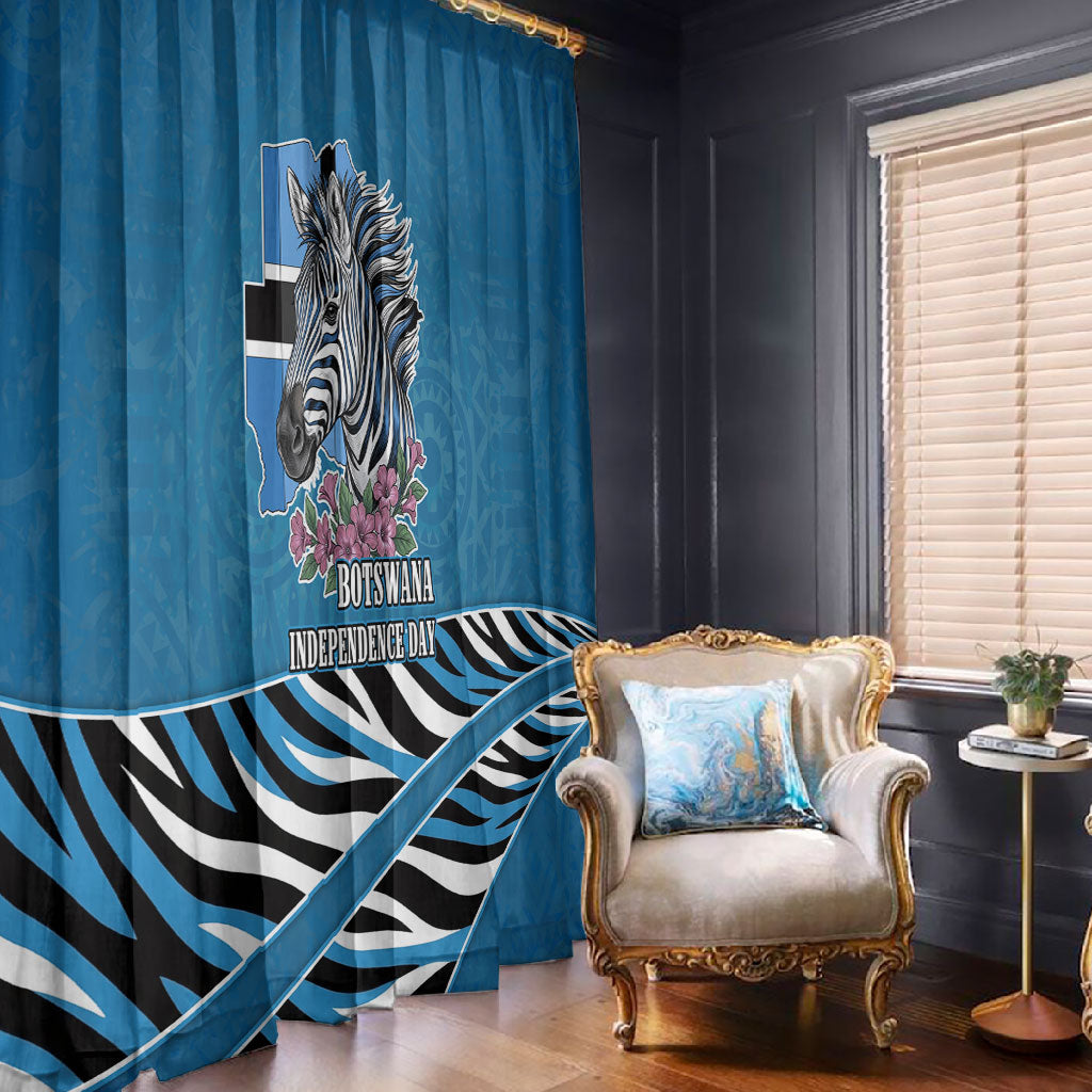 Botswana Independence Day Window Curtain Flying Dove Graphic Zebra Portrait Flag Map