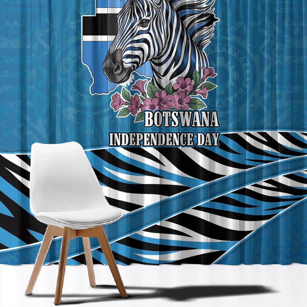 Botswana Independence Day Window Curtain Flying Dove Graphic Zebra Portrait Flag Map
