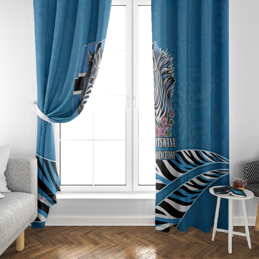 Botswana Independence Day Window Curtain Flying Dove Graphic Zebra Portrait Flag Map