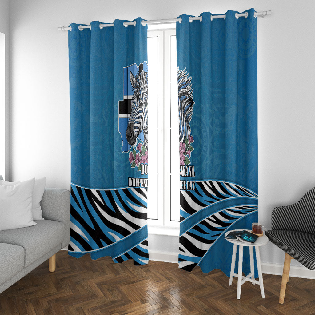 Botswana Independence Day Window Curtain Flying Dove Graphic Zebra Portrait Flag Map