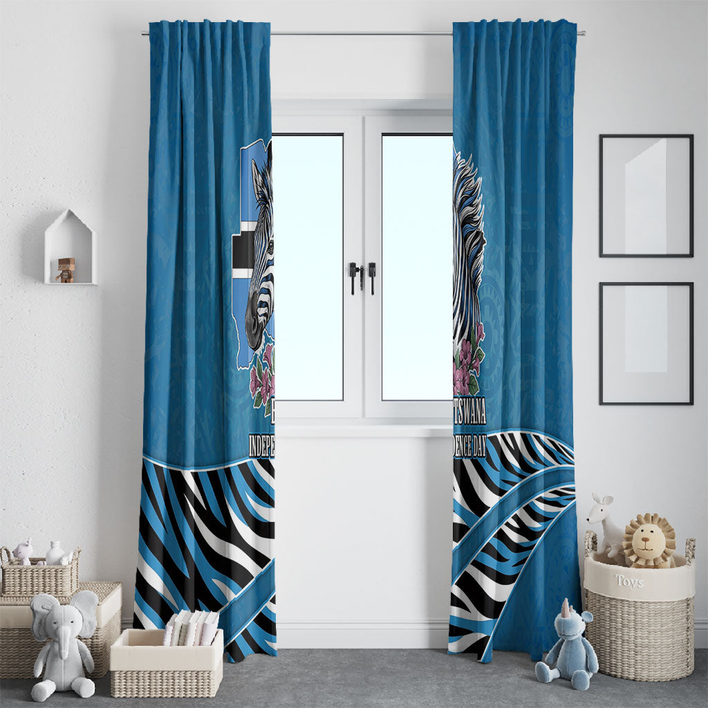 Botswana Independence Day Window Curtain Flying Dove Graphic Zebra Portrait Flag Map