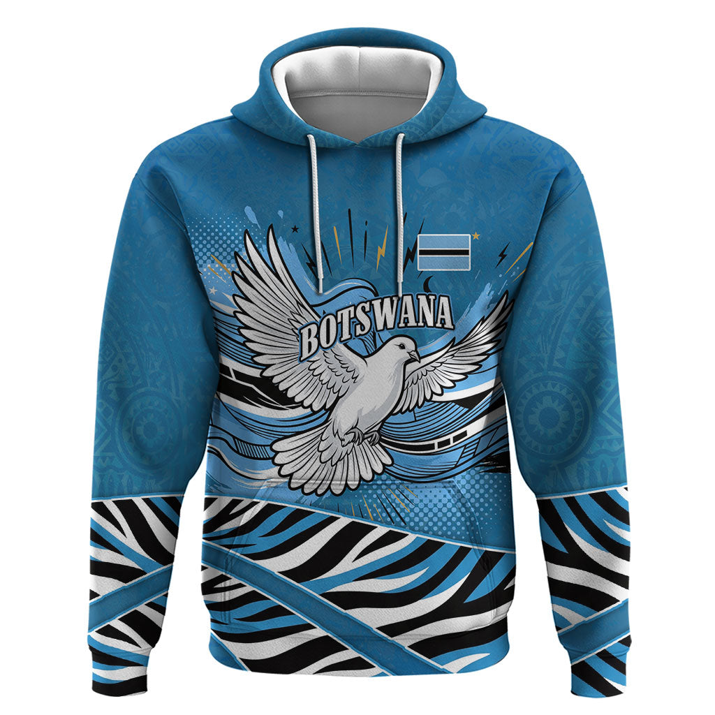 Botswana Independence Day Zip Hoodie Flying Dove Graphic Zebra Portrait Flag Map