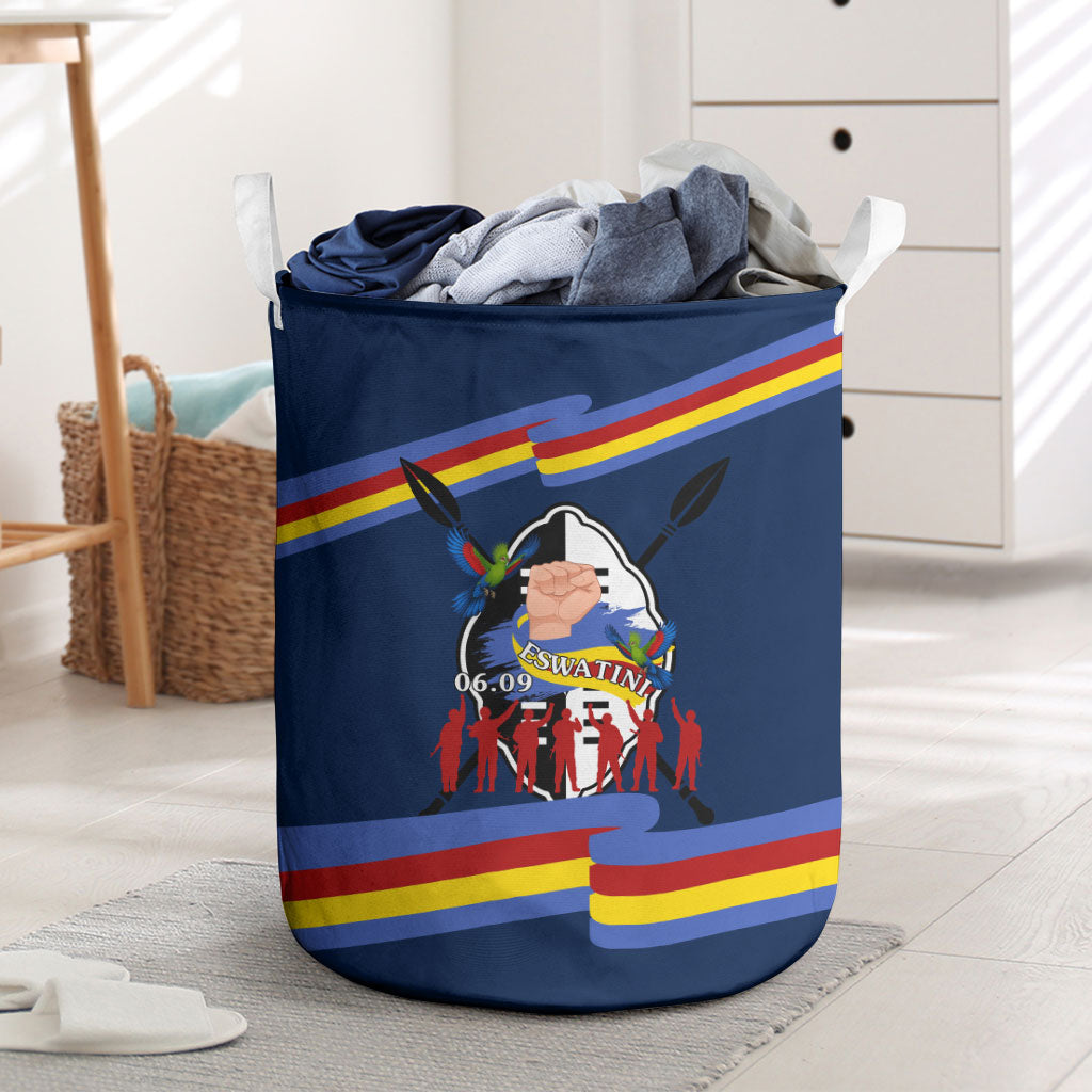Eswatini Somhlolo Day Laundry Basket Swazi Flag Tribal Shield Heritage Graphic