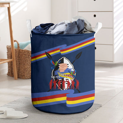 Eswatini Somhlolo Day Laundry Basket Swazi Flag Tribal Shield Heritage Graphic
