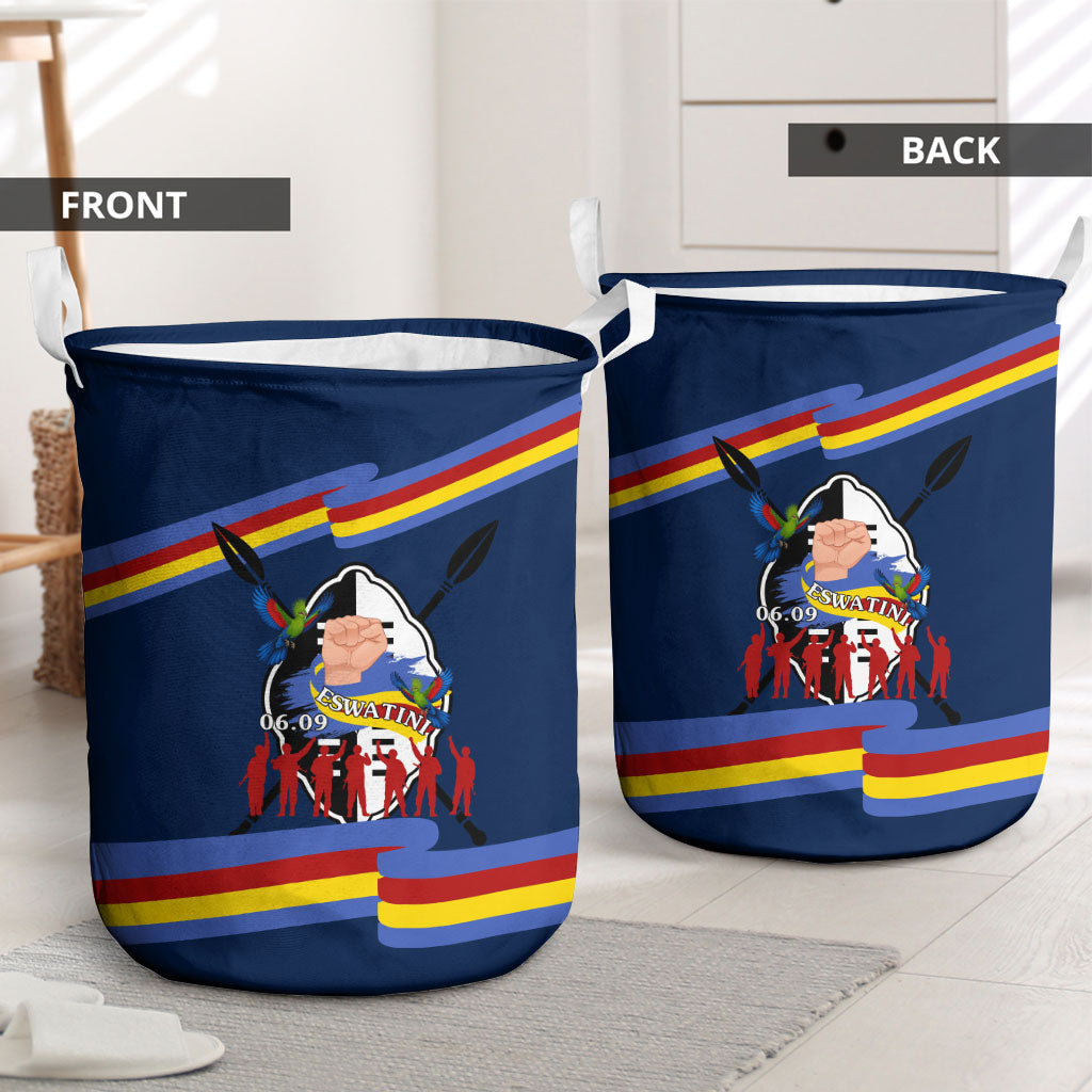 Eswatini Somhlolo Day Laundry Basket Swazi Flag Tribal Shield Heritage Graphic