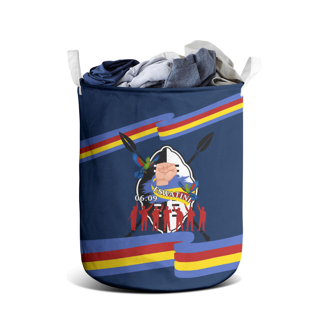 Eswatini Somhlolo Day Laundry Basket Swazi Flag Tribal Shield Heritage Graphic