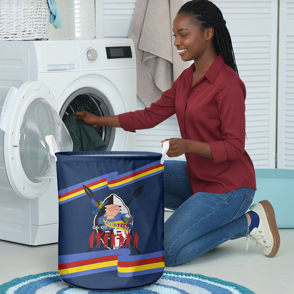 Eswatini Somhlolo Day Laundry Basket Swazi Flag Tribal Shield Heritage Graphic