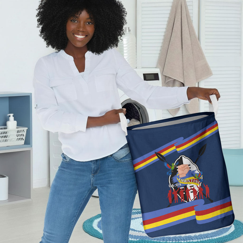 Eswatini Somhlolo Day Laundry Basket Swazi Flag Tribal Shield Heritage Graphic