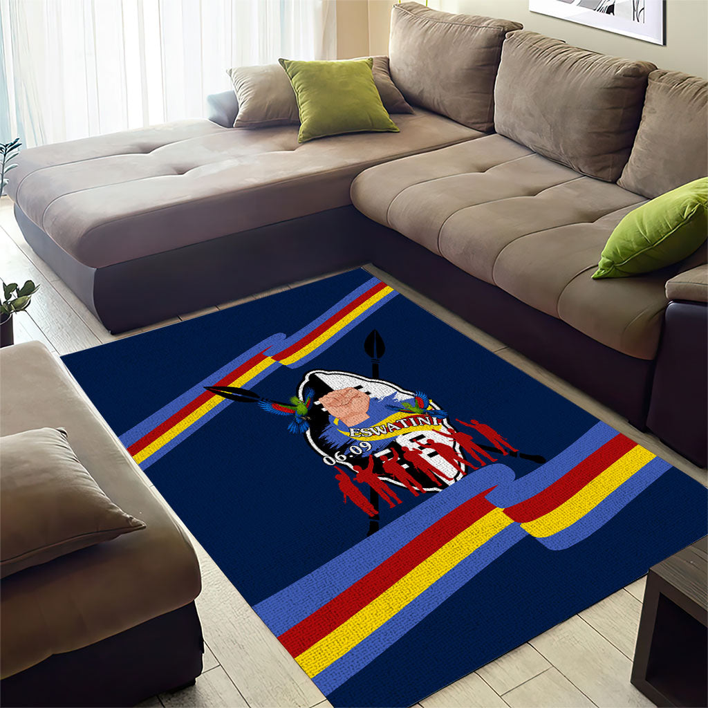 Eswatini Somhlolo Day Area Rug Swazi Flag Tribal Shield Heritage Graphic