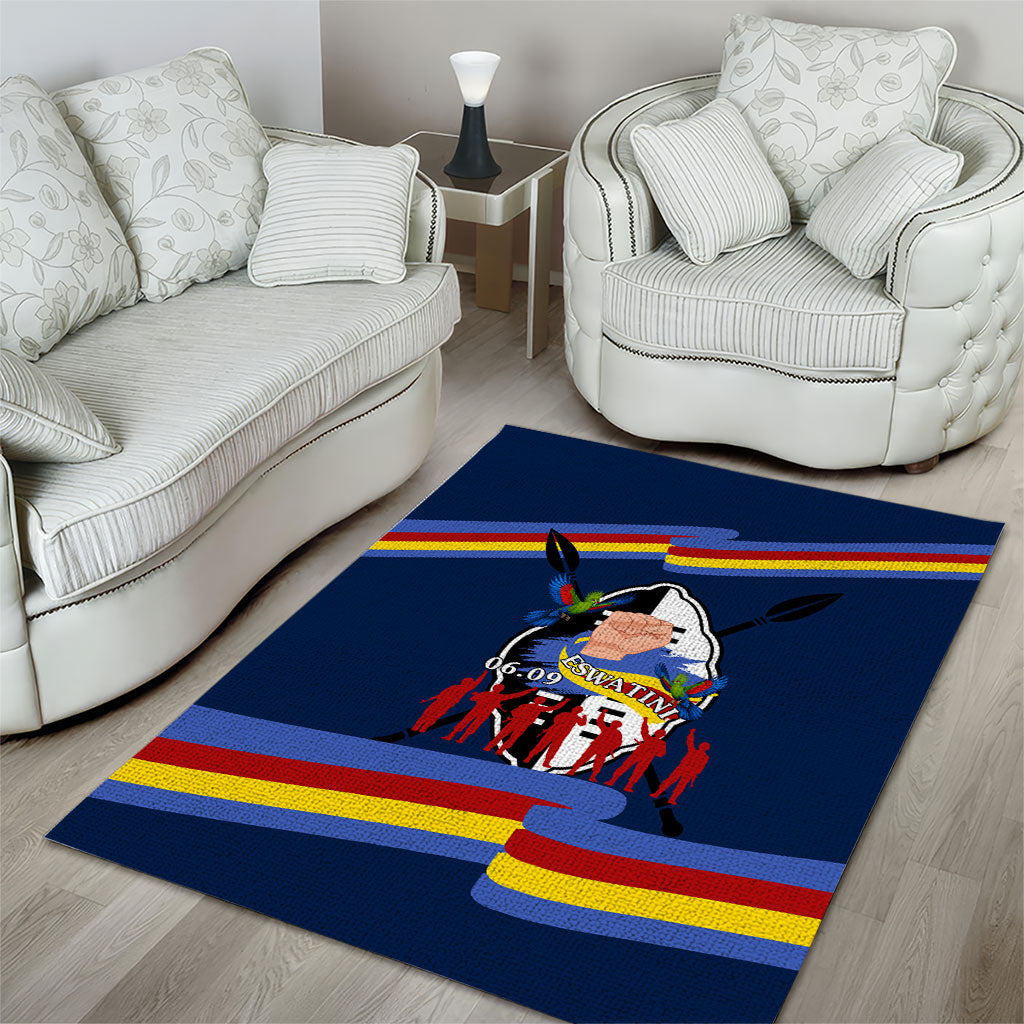 Eswatini Somhlolo Day Area Rug Swazi Flag Tribal Shield Heritage Graphic