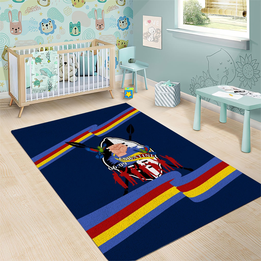 Eswatini Somhlolo Day Area Rug Swazi Flag Tribal Shield Heritage Graphic