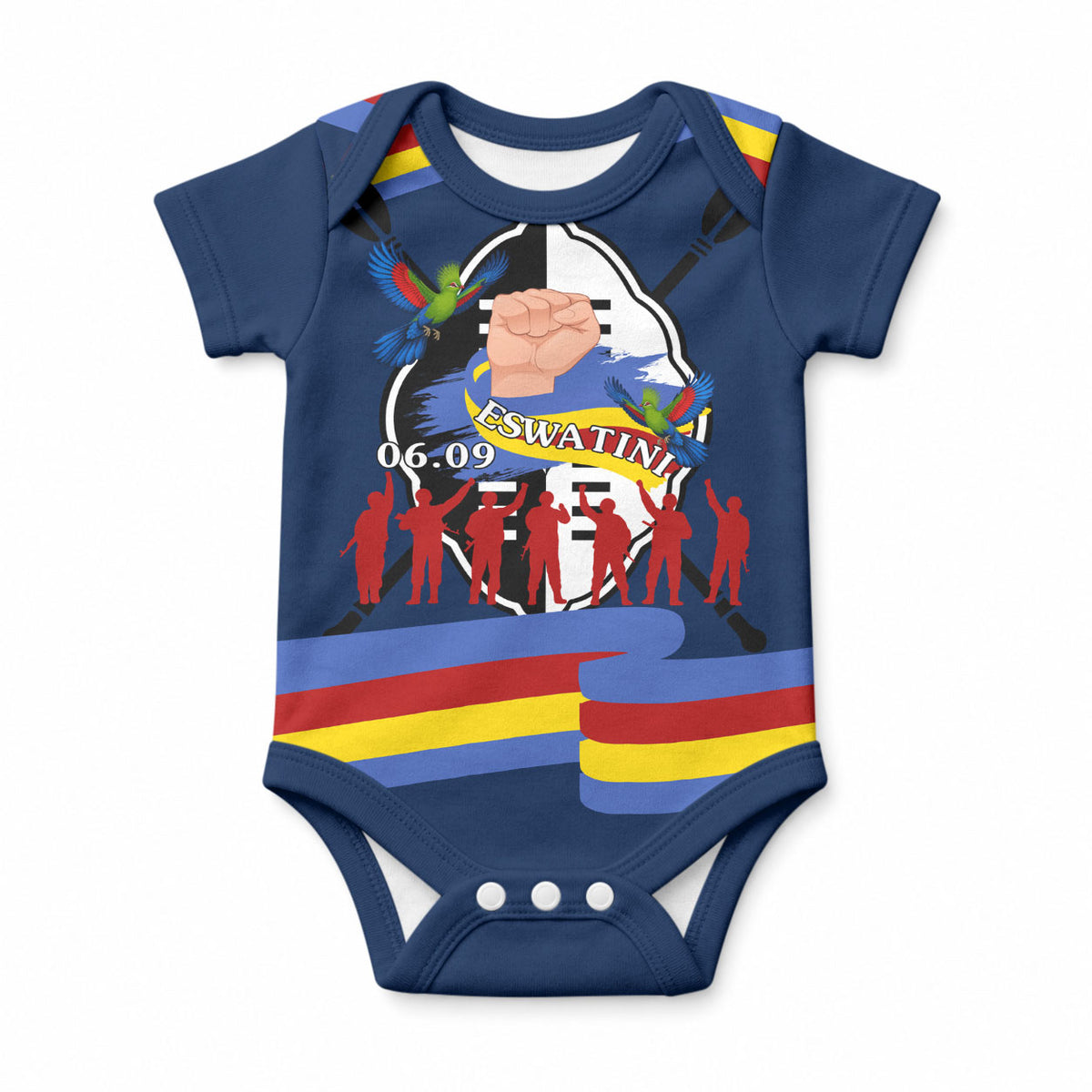 Eswatini Somhlolo Day Baby Onesie Swazi Flag Tribal Shield Heritage Graphic