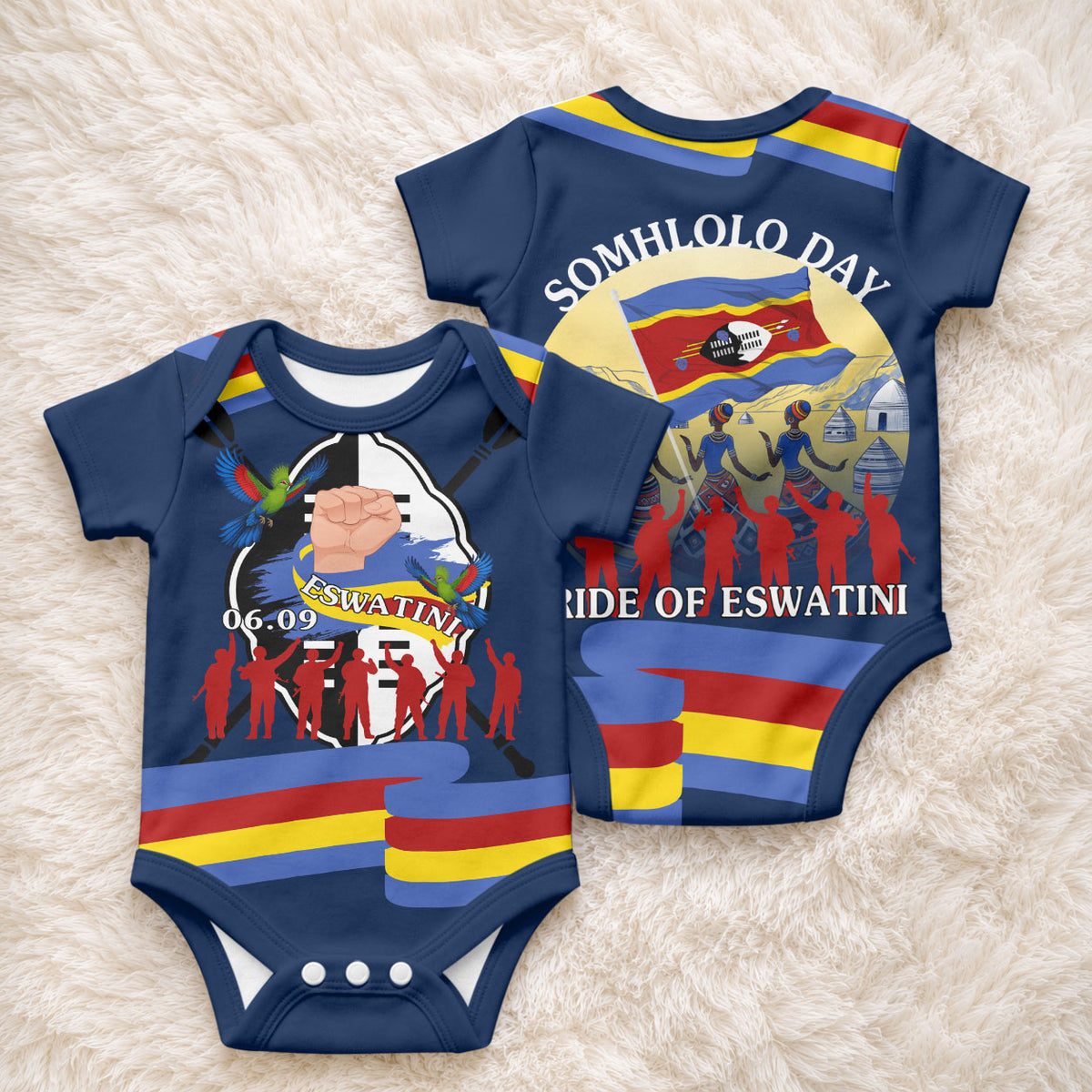 Eswatini Somhlolo Day Baby Onesie Swazi Flag Tribal Shield Heritage Graphic