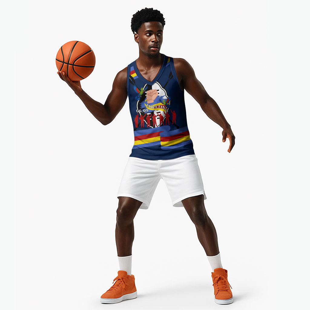 Eswatini Somhlolo Day Basketball Jersey Swazi Flag Tribal Shield Heritage Graphic