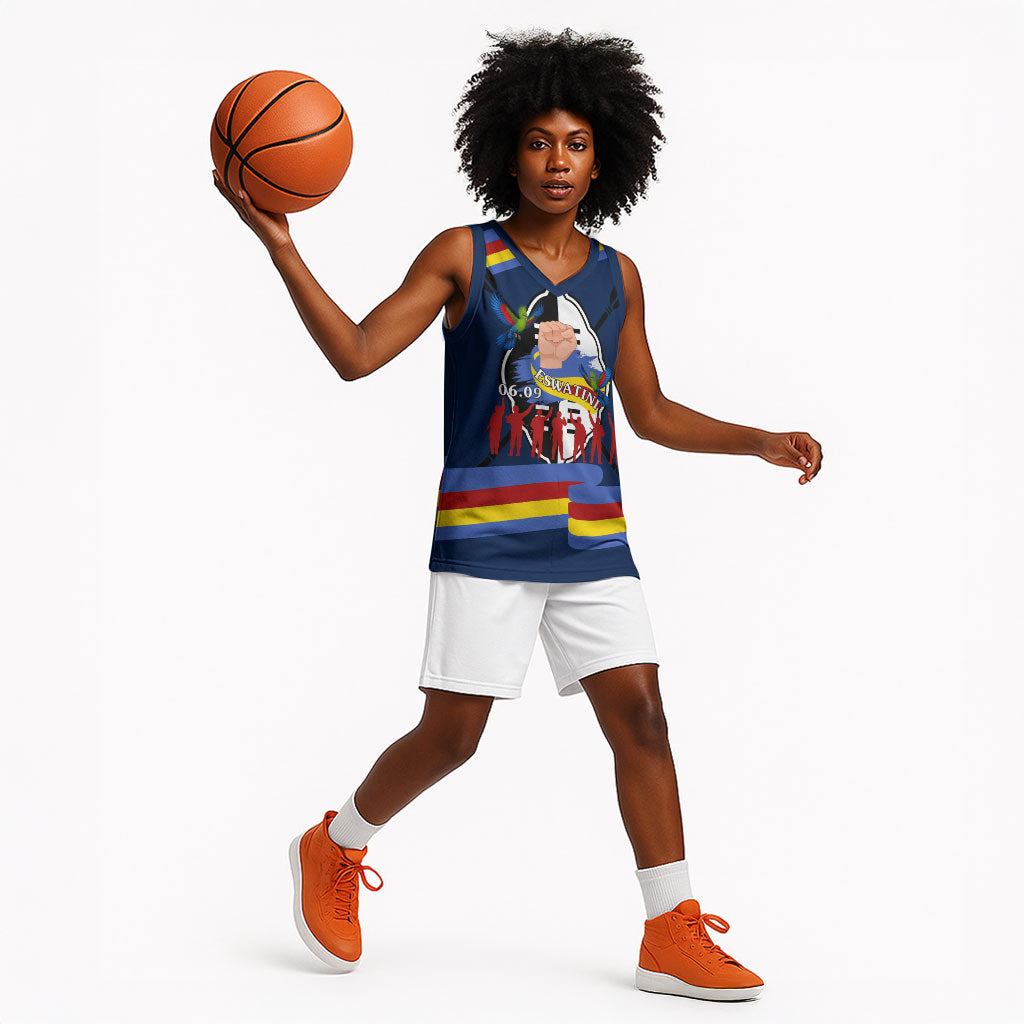 Eswatini Somhlolo Day Basketball Jersey Swazi Flag Tribal Shield Heritage Graphic