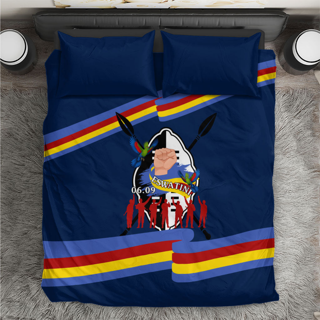 Eswatini Somhlolo Day Bedding Set Swazi Flag Tribal Shield Heritage Graphic